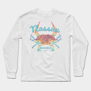 Nassau, Bahamas, Blue Crab (Distressed) Long Sleeve T-Shirt